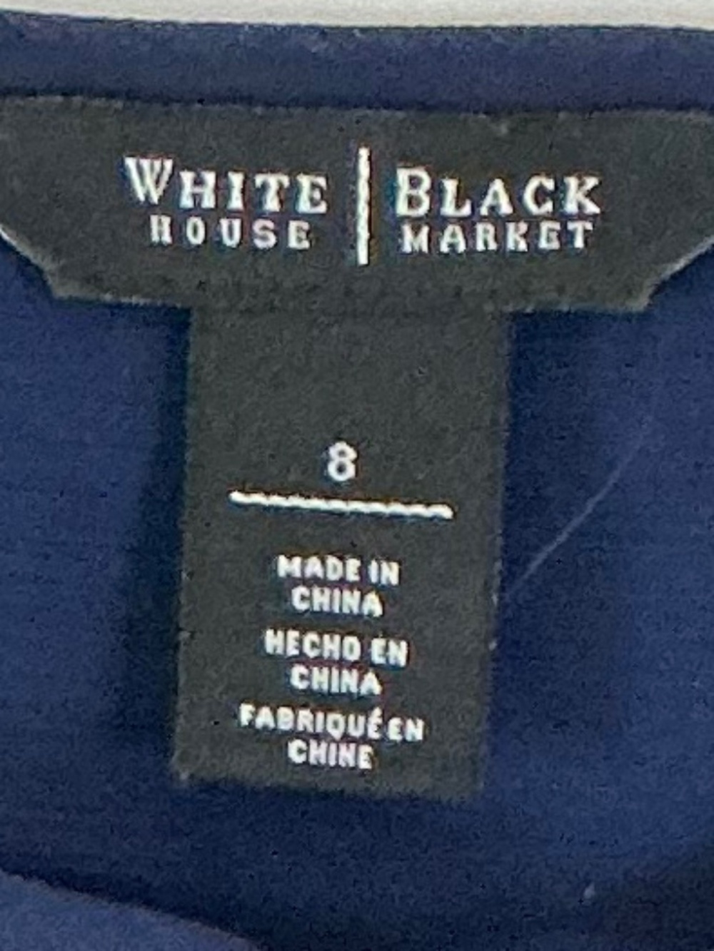 White House Black Market Blouse Navy Blue Size 8 Boho Style Top - Picture 13 of 13